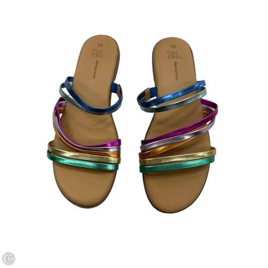 Sandals Flats By Time And Tru In Multi-colored, Size: 8.5