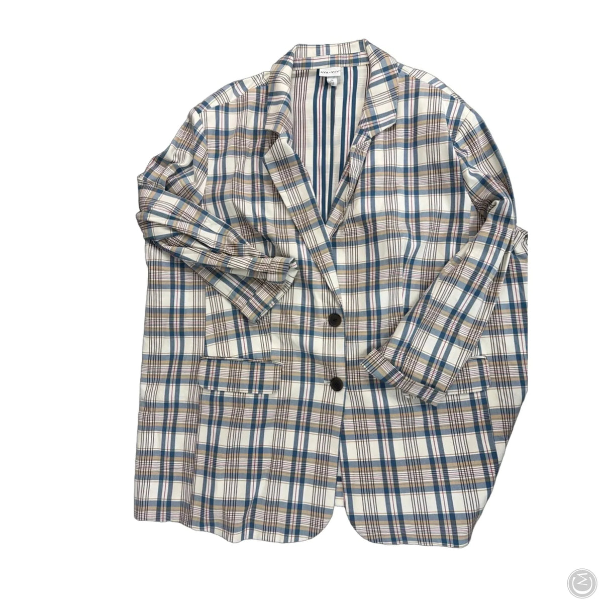 Blazer By Ava & Viv In Plaid Pattern, Size: 2x