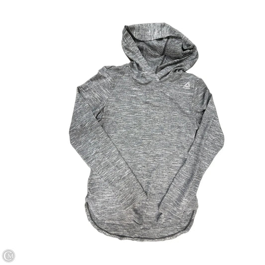 Athletic Top Long Sleeve Hoodie By Reebok In Grey, Size: Xs