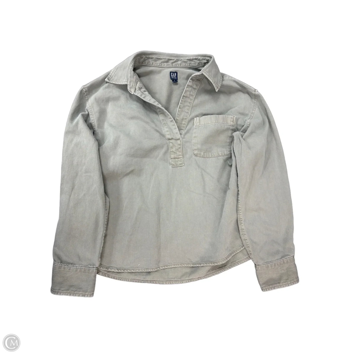 Top Long Sleeve By Gap In Green Denim, Size: M