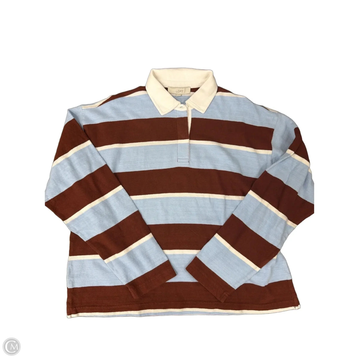 Top Long Sleeve By Loft In Striped Pattern, Size: L