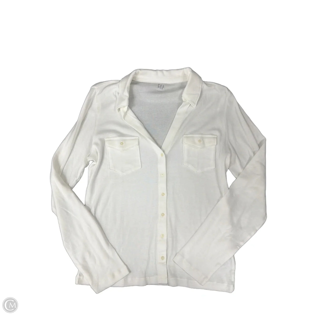 Top Long Sleeve By Gap In White, Size: L