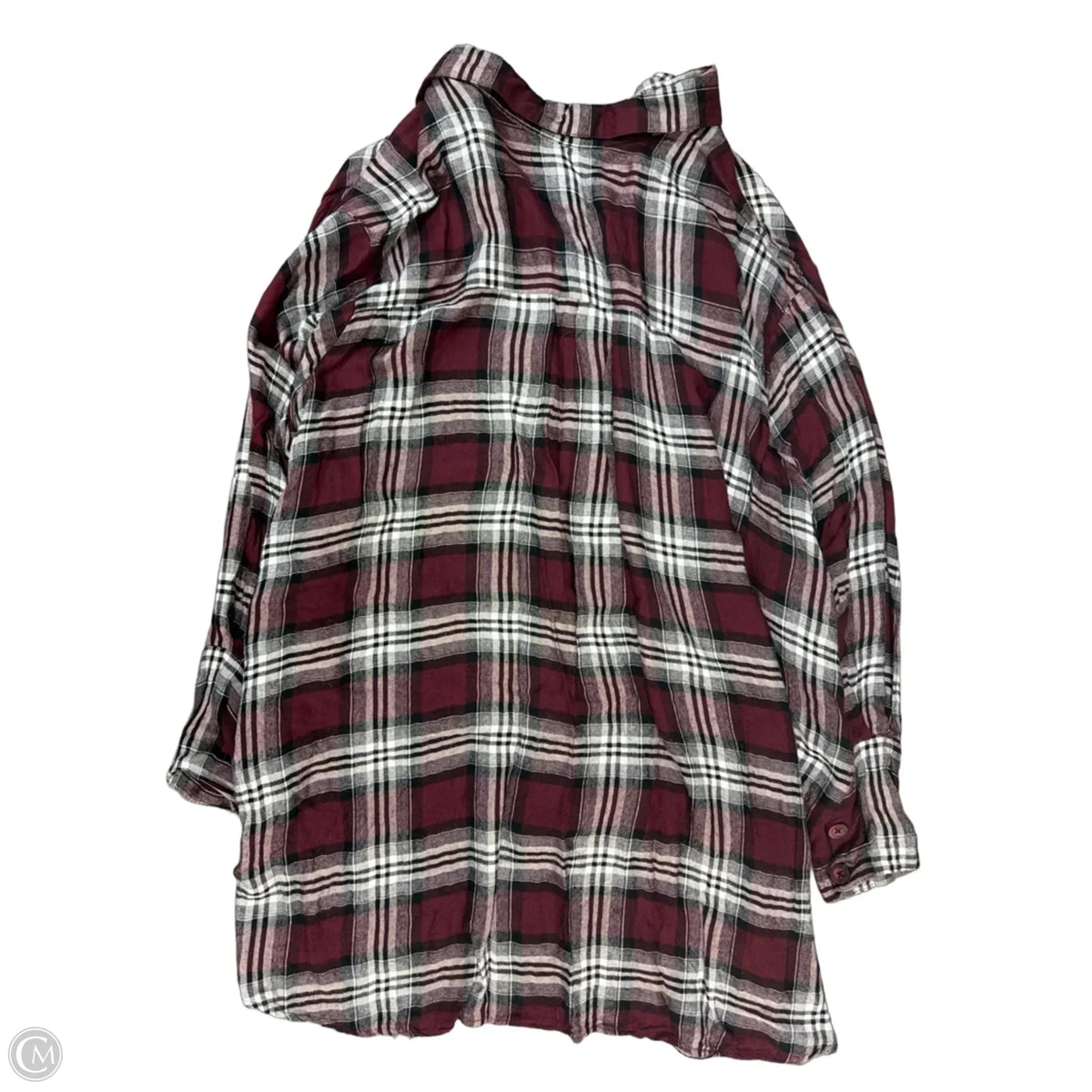 Top 3/4 Sleeve By Angie In Plaid Pattern, Size: S