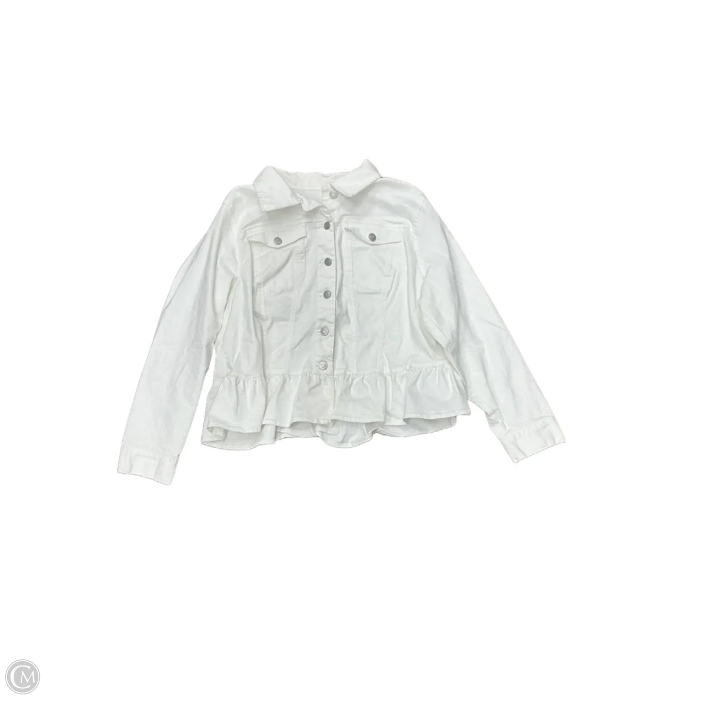 Jacket Denim By Cato In White Denim, Size: 1x