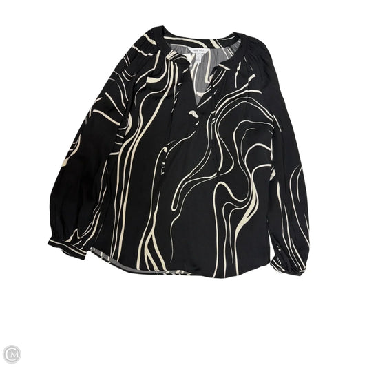 Top Long Sleeve By Nine West Apparel In Black & Cream, Size: L