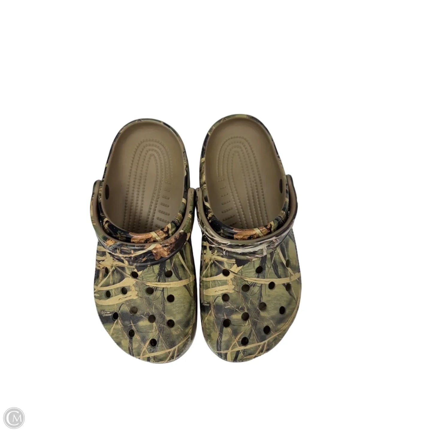 Shoes Flats By Crocs In Camouflage Print, Size: 8