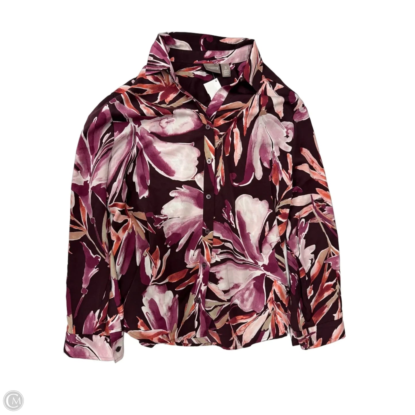 Top Long Sleeve By Chicos In Floral Print, Size: Xl
