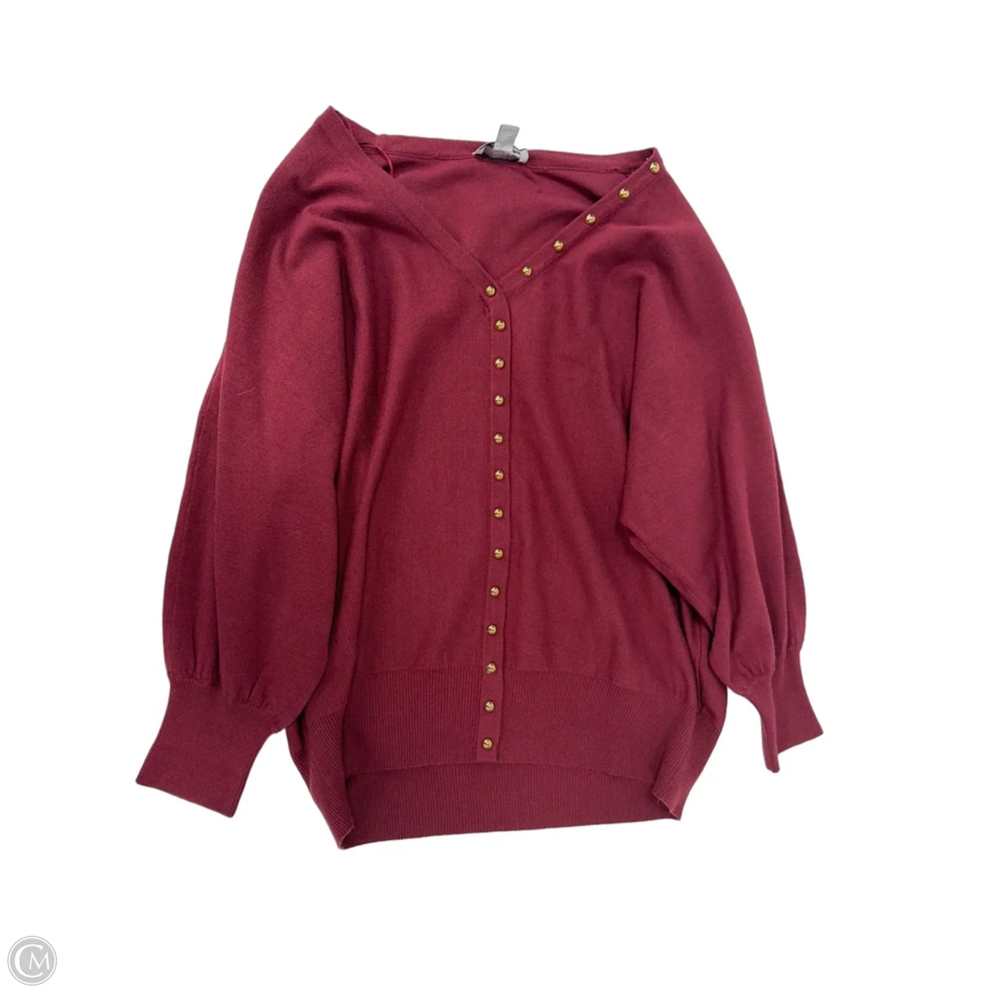 Top Long Sleeve By Carmen By Carmen Marc Valvo In Maroon, Size: L