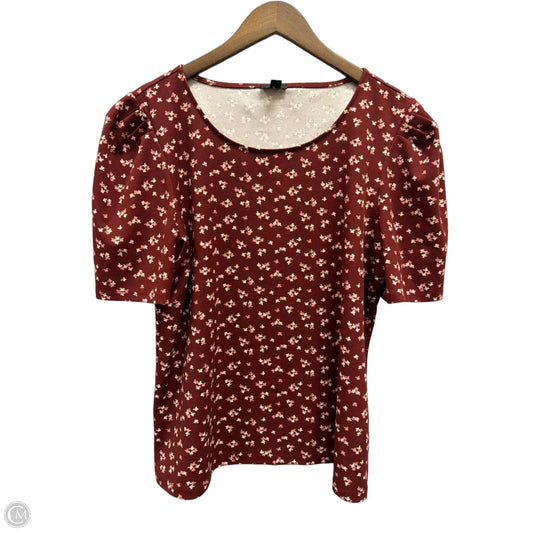 Top Short Sleeve By Ann Taylor In Floral Print, Size: Xl