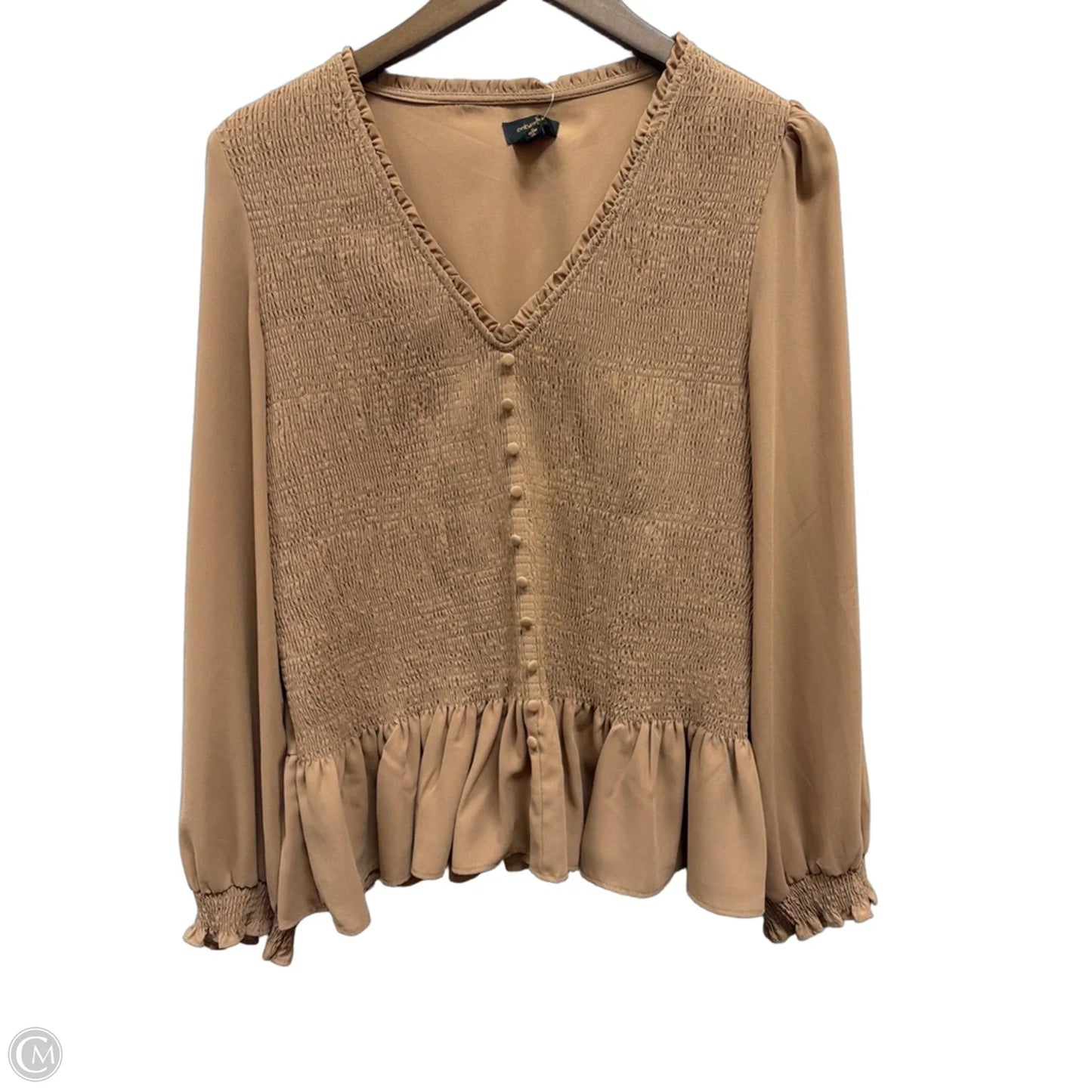 Top Long Sleeve By Ontwelfth In Brown, Size: Xl