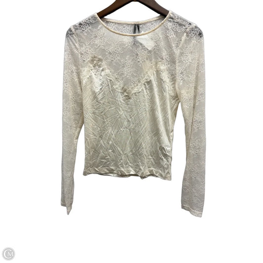 Top Long Sleeve By Anthropologie In Cream, Size: M