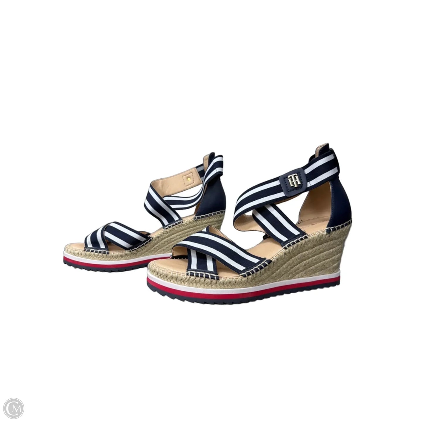 Shoes Heels Wedge By Tommy Hilfiger In Blue Red & White, Size: 9.5