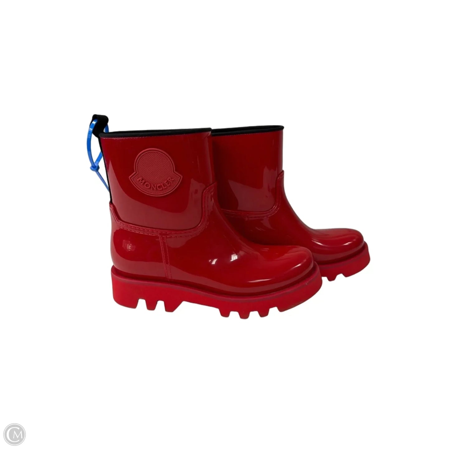 Boots Luxury Designer By Moncler In Red, Size: 7