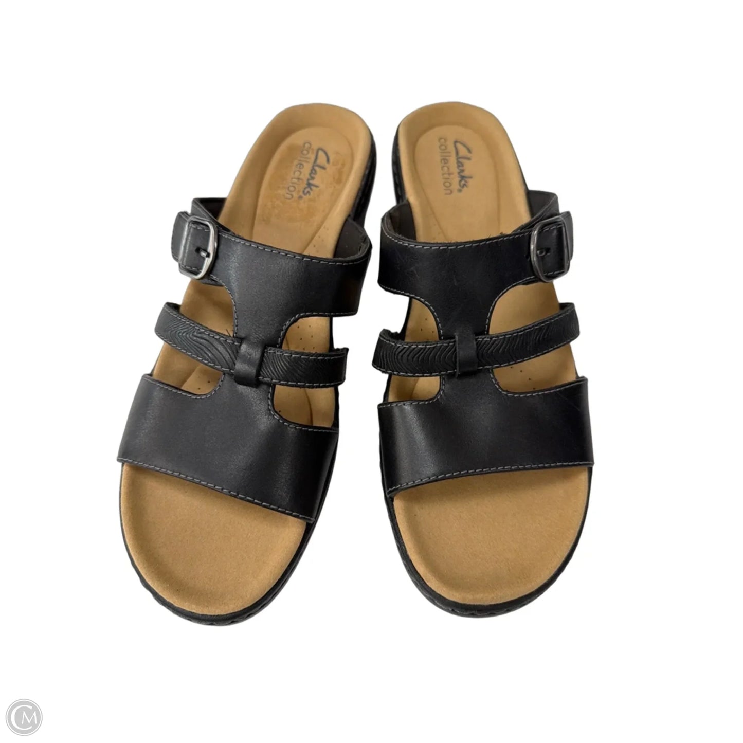 Sandals Heels Wedge By Clarks In Black, Size: 9.5
