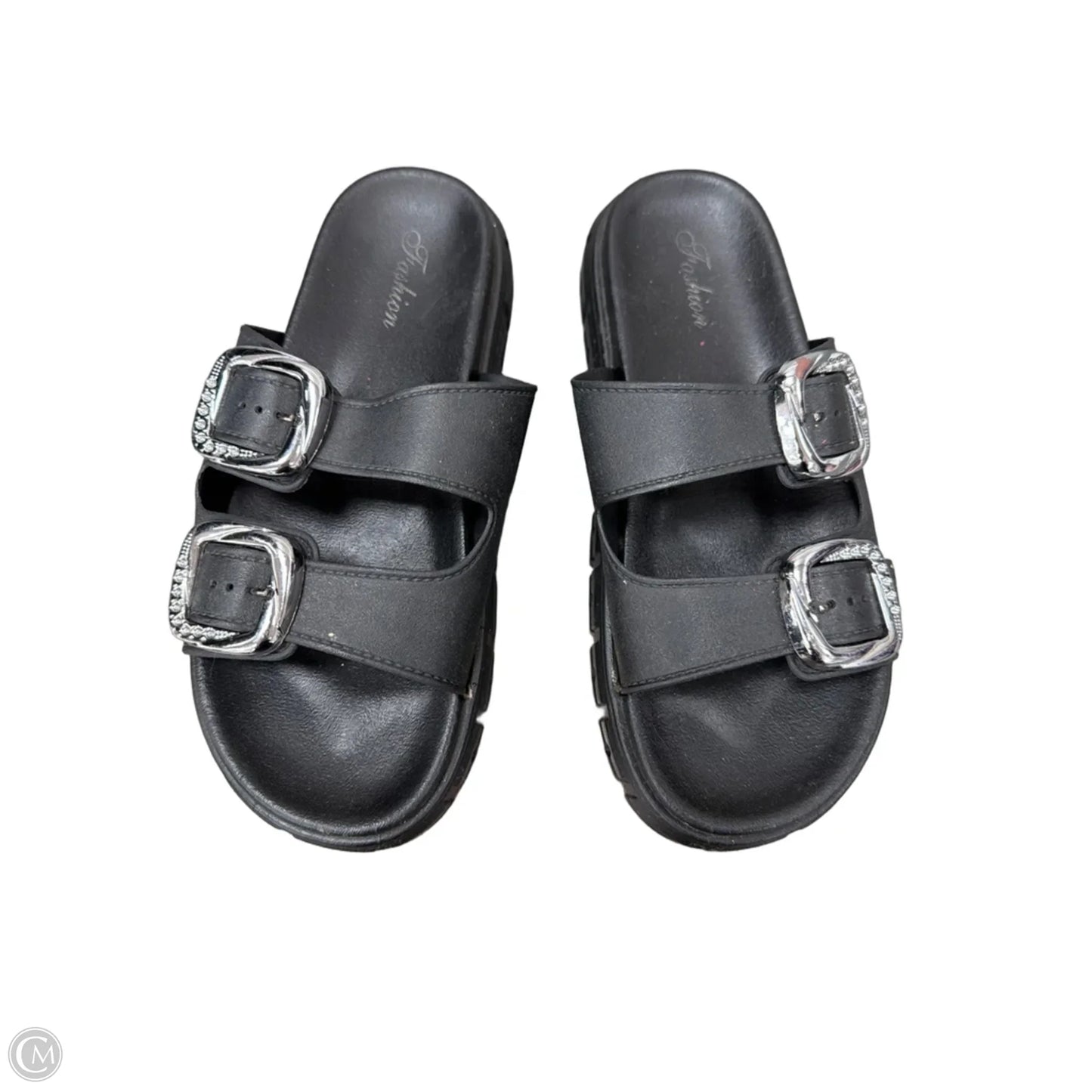 Sandals Flats By Clothes Mentor In Black, Size: 11