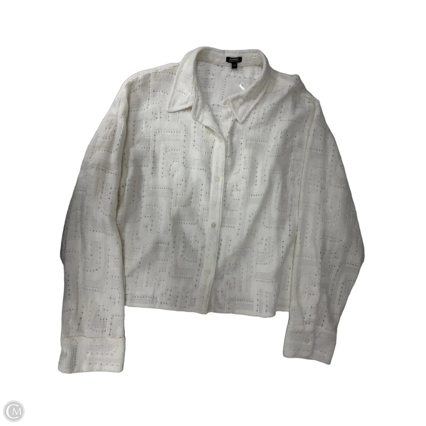 Top Long Sleeve By Express In White, Size: L