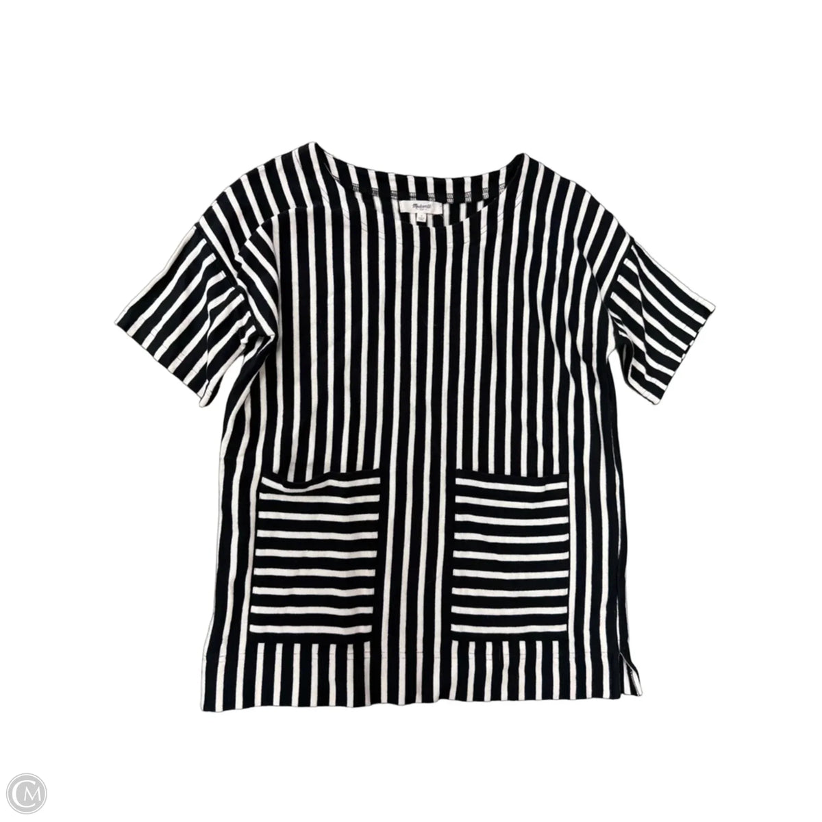 Top Short Sleeve By Madewell In Striped Pattern, Size: S