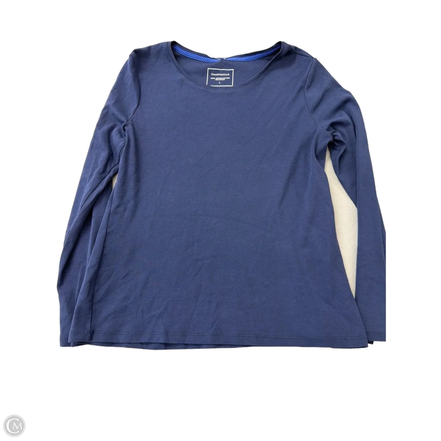 Top Long Sleeve Basic By Charter Club In Blue, Size: L