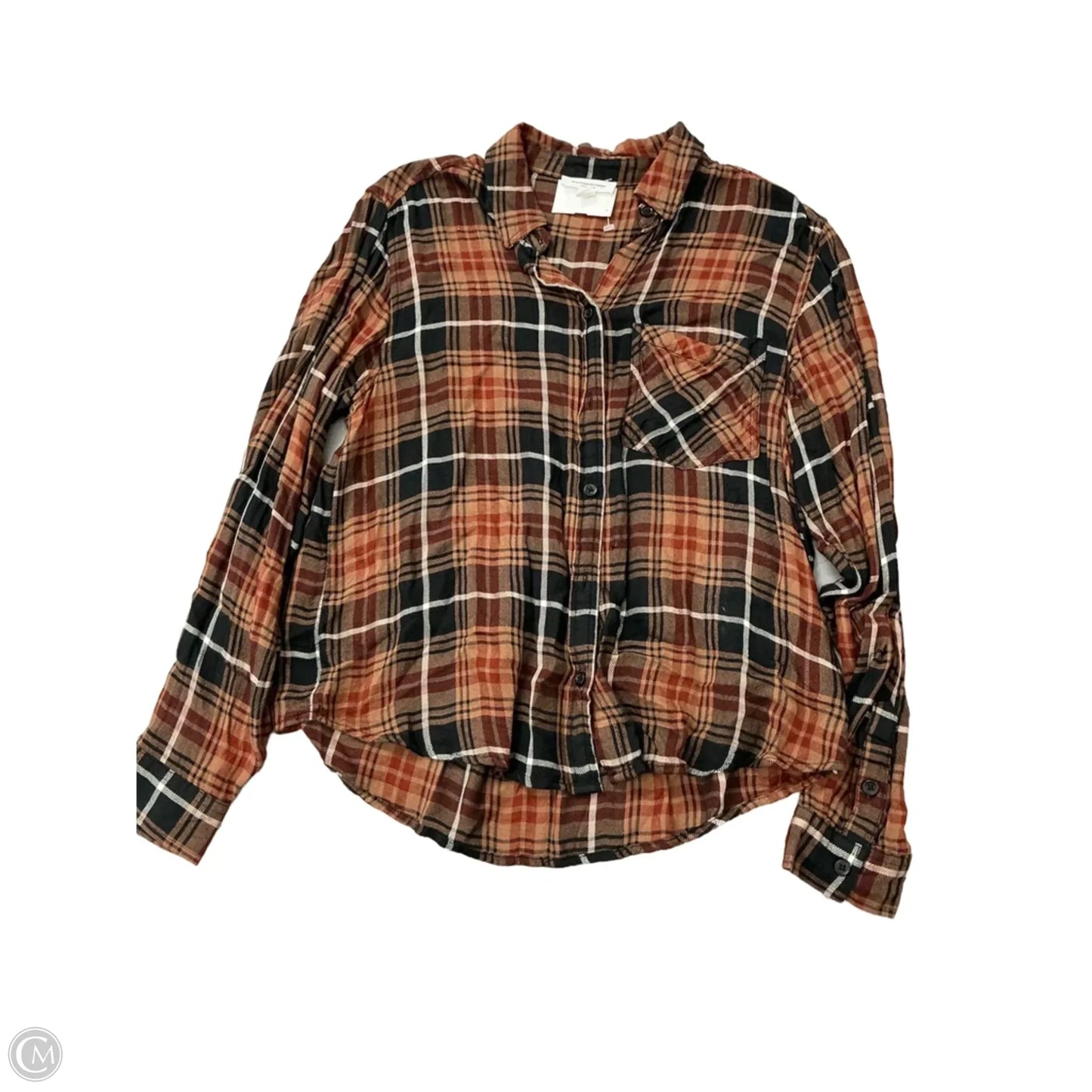 Top Long Sleeve By Beachlunchlounge In Plaid Pattern, Size: M