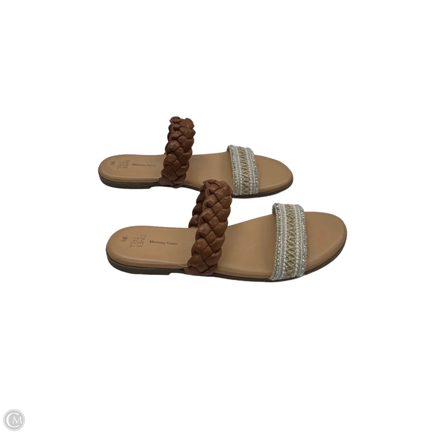 Sandals Flats By Time And Tru In Brown & Cream, Size: 9.5