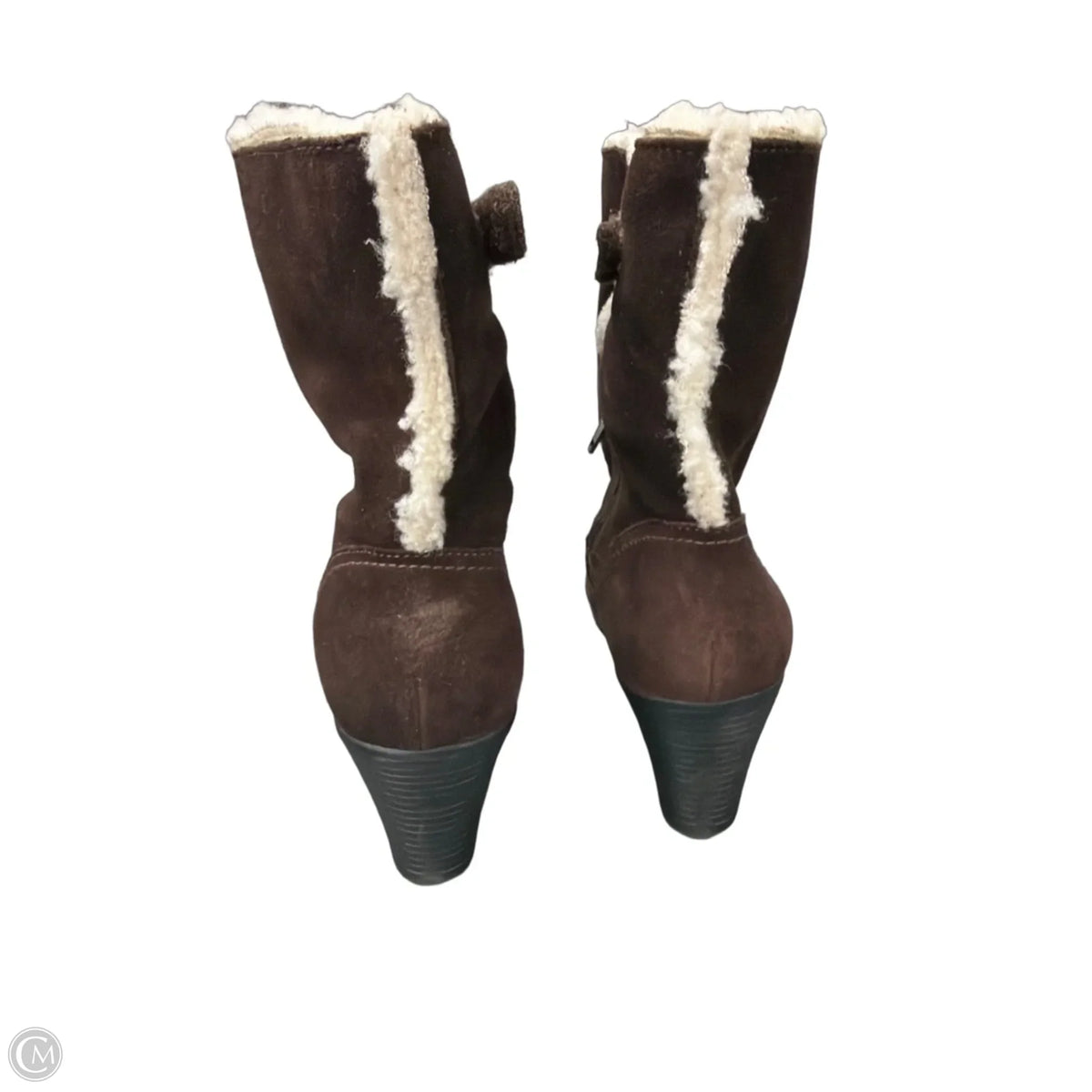 Boots Ankle Heels By Clarks In Brown, Size: 9