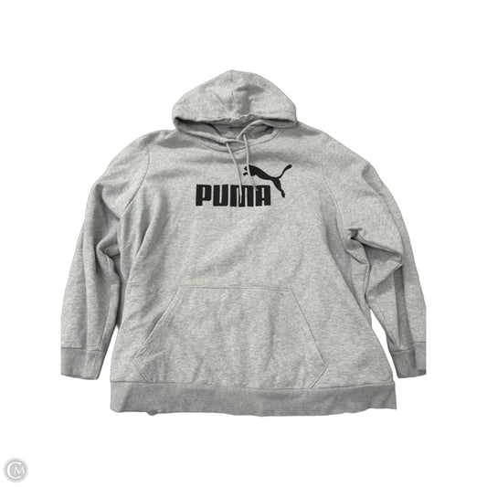 Athletic Sweatshirt Hoodie By Puma In Grey, Size: 3x