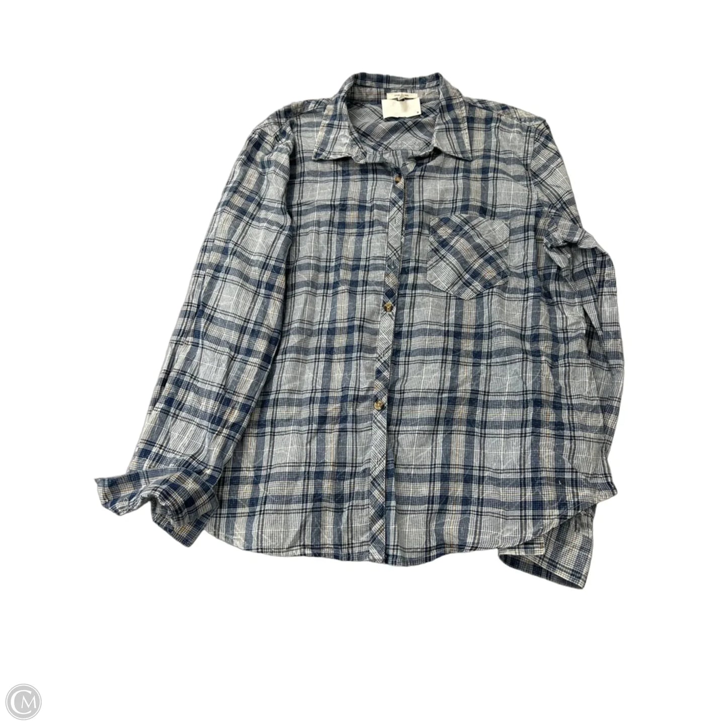 Top Long Sleeve By Maurices In Plaid Pattern, Size: L