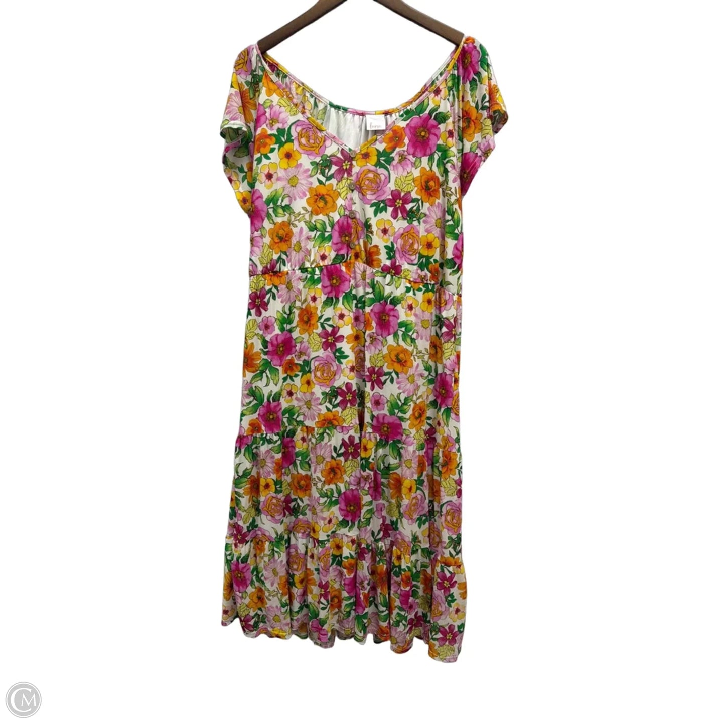 Dress Casual Midi By Luna in Floral Print, Size: 2x