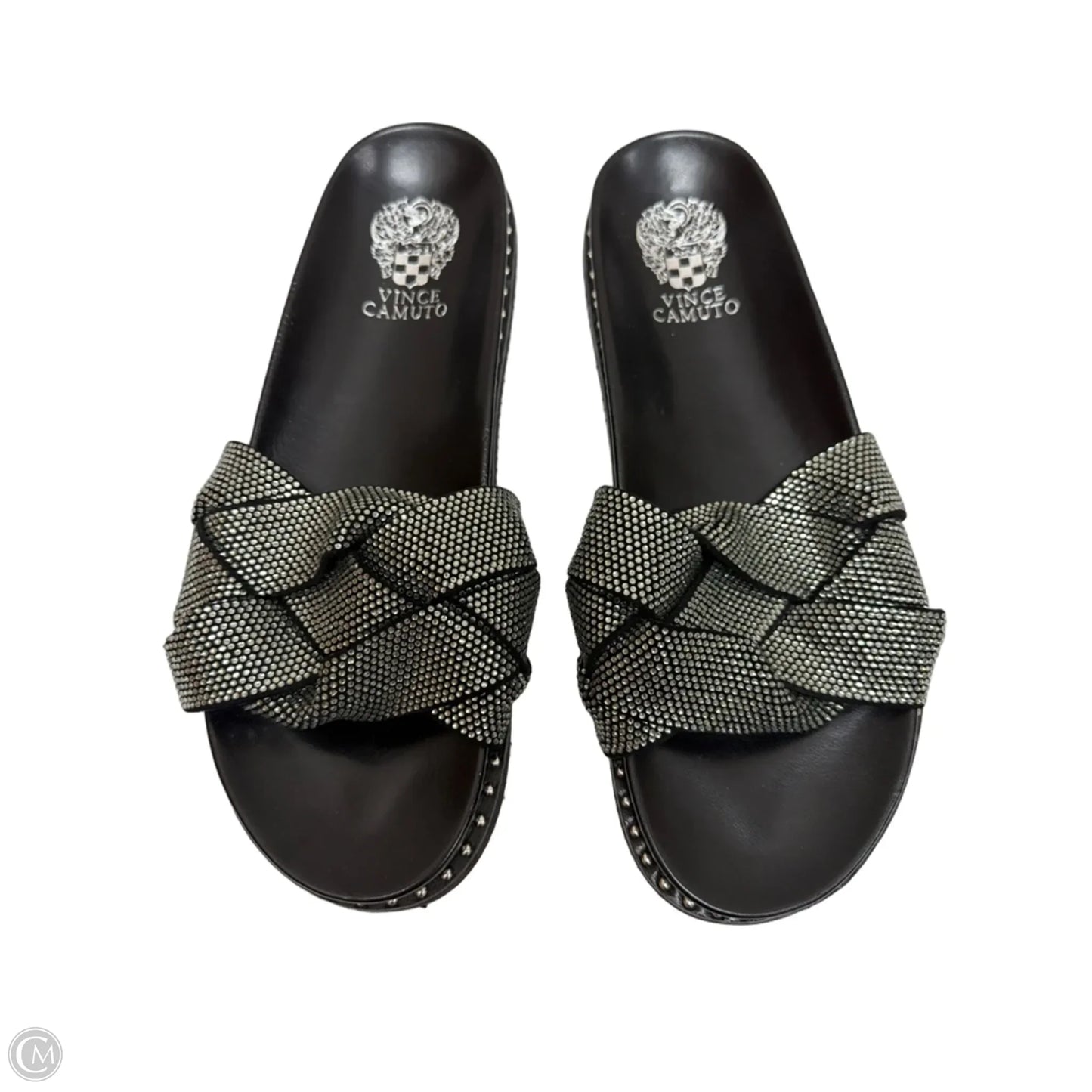 Sandals Flats By Vince Camuto In Black & Silver, Size: 9.5