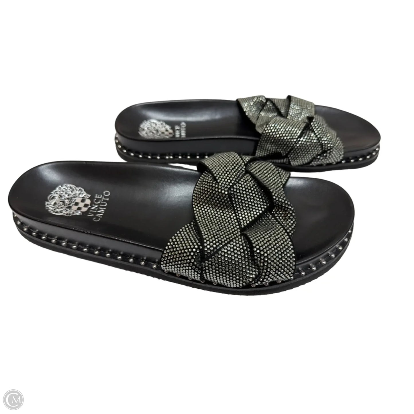 Sandals Flats By Vince Camuto In Black & Silver, Size: 9.5