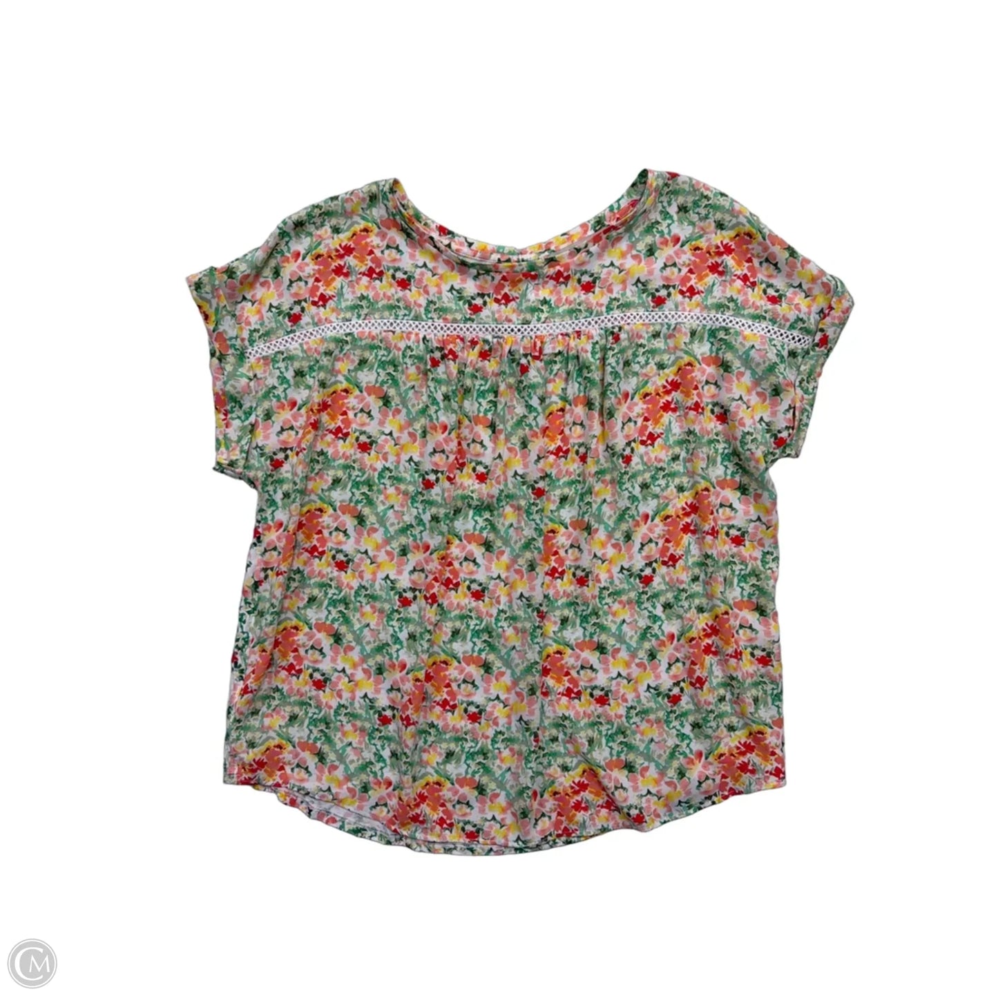 Top Short Sleeve By Loft In Floral Print, Size: L