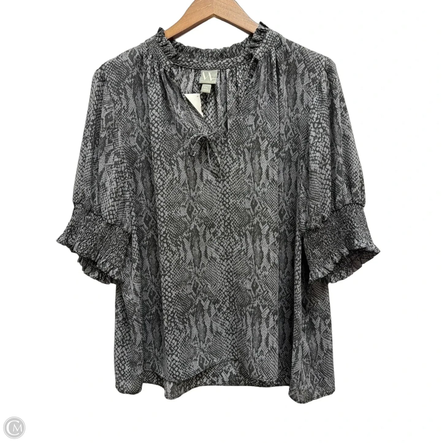 Top Short Sleeve By Worthington In Snakeskin Print, Size: 1x