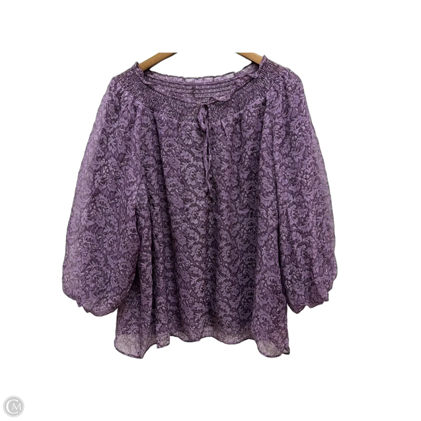 Top 3/4 Sleeve By Cato In Purple, Size: Xl