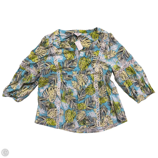 Top 3/4 Sleeve By Crown And Ivy In Tropical Print, Size: 1x