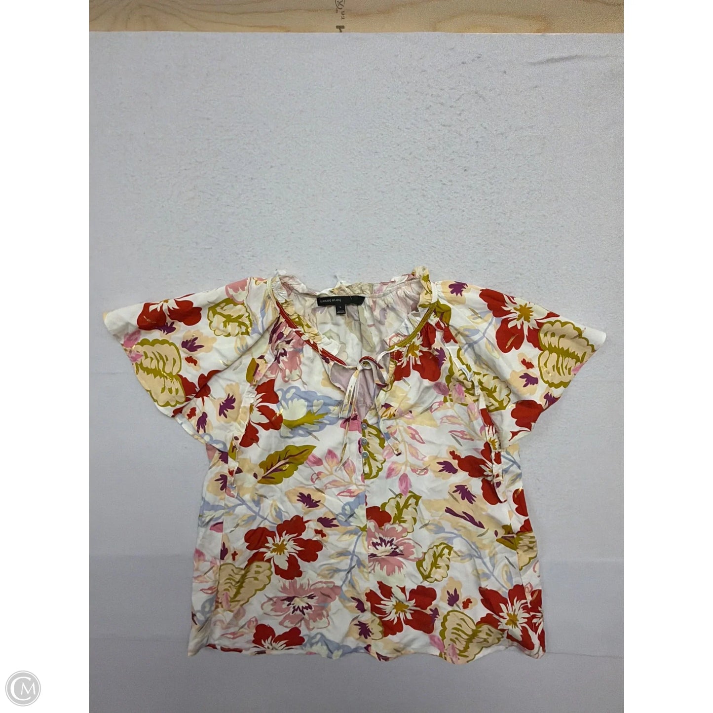Top Short Sleeve By Harve Bernard In Floral Print, Size: L