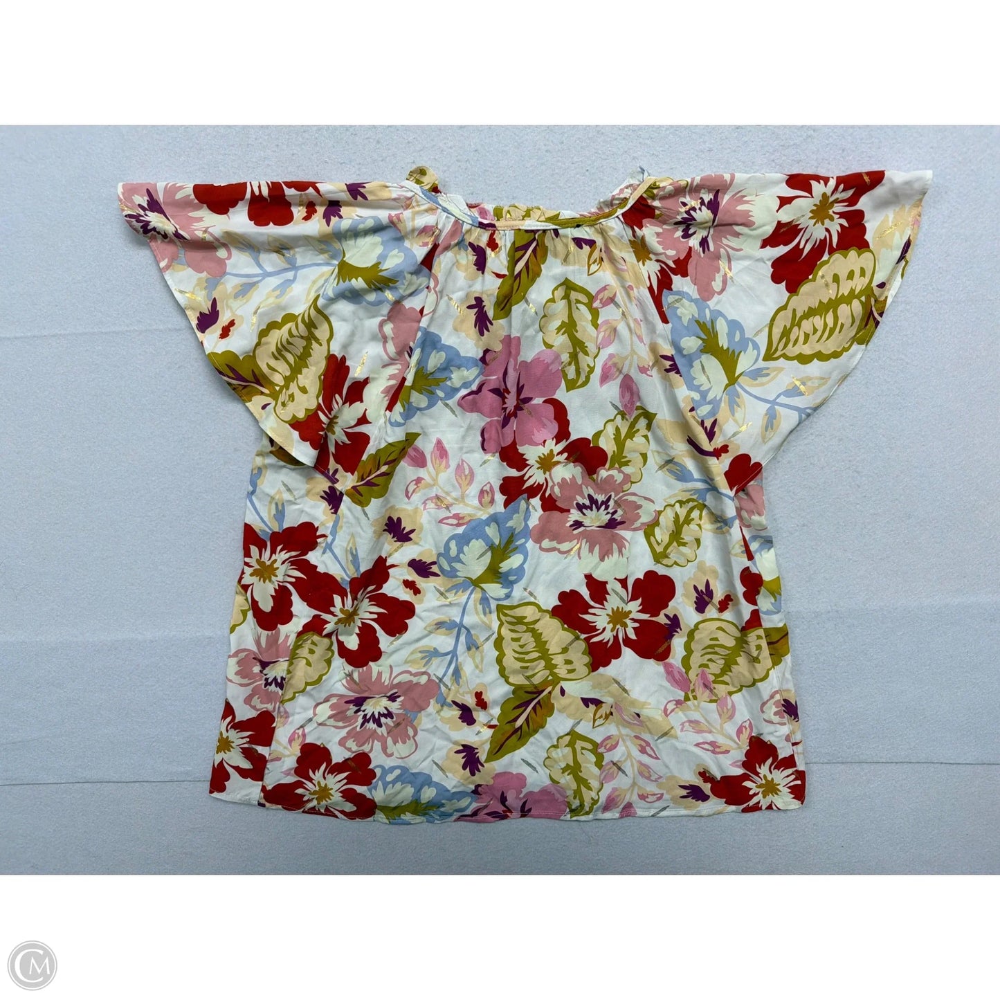 Top Short Sleeve By Harve Bernard In Floral Print, Size: L