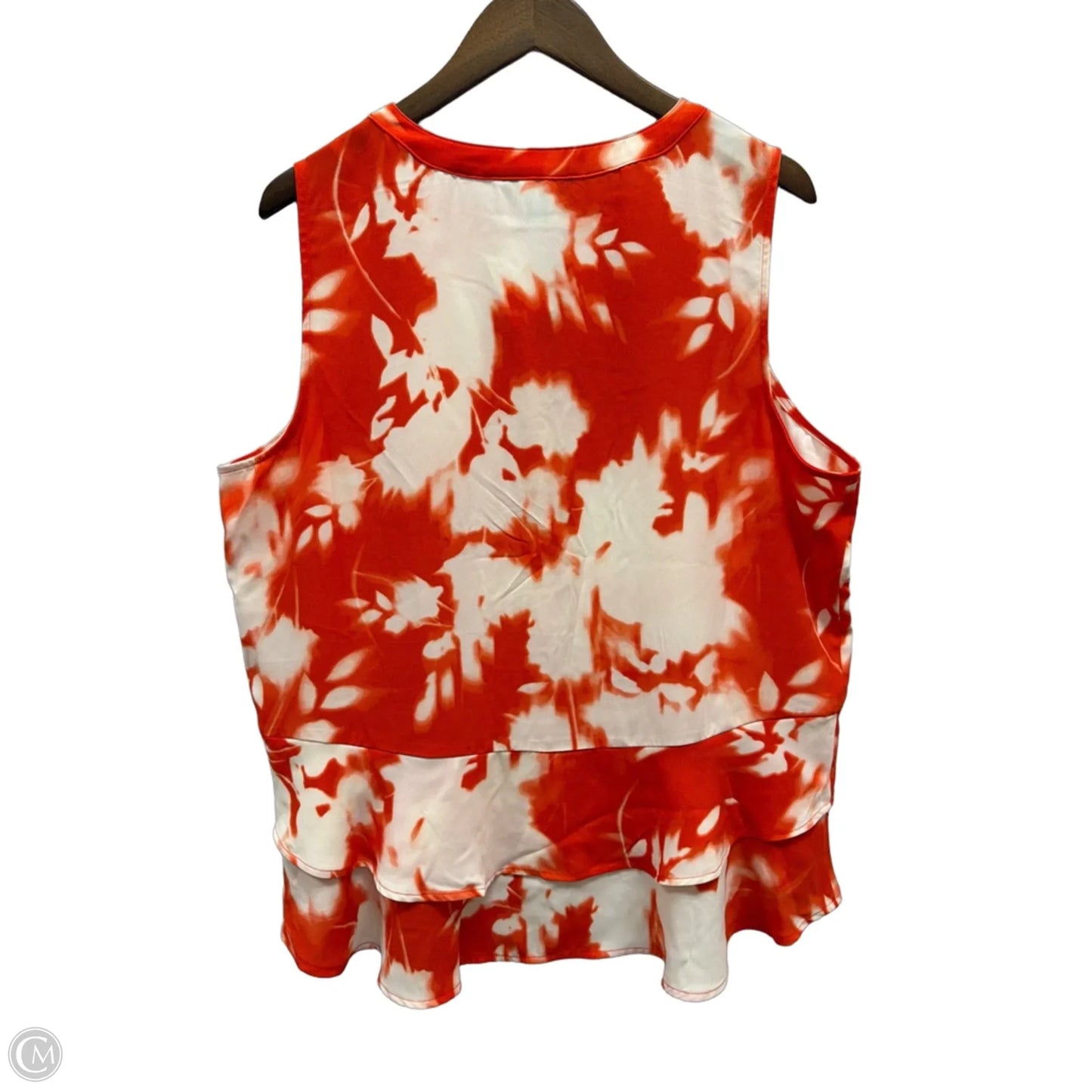 Top Sleeveless By Simply Vera In Orange & White, Size: Xl