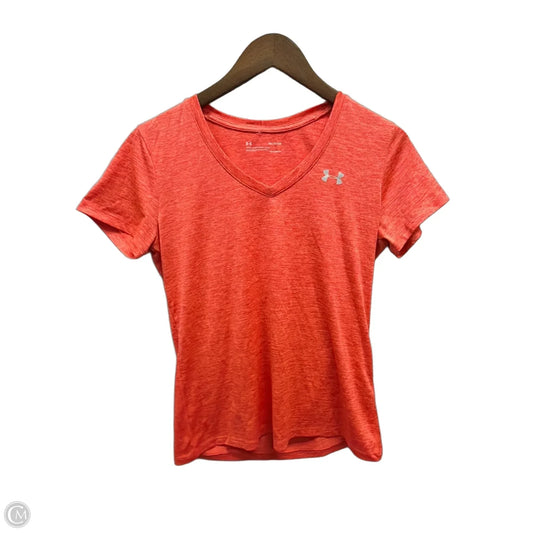 Athletic Top Short Sleeve By Under Armour In Orange, Size: S