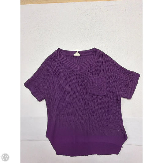 Sweater Short Sleeve By Bibi In Purple, Size: M