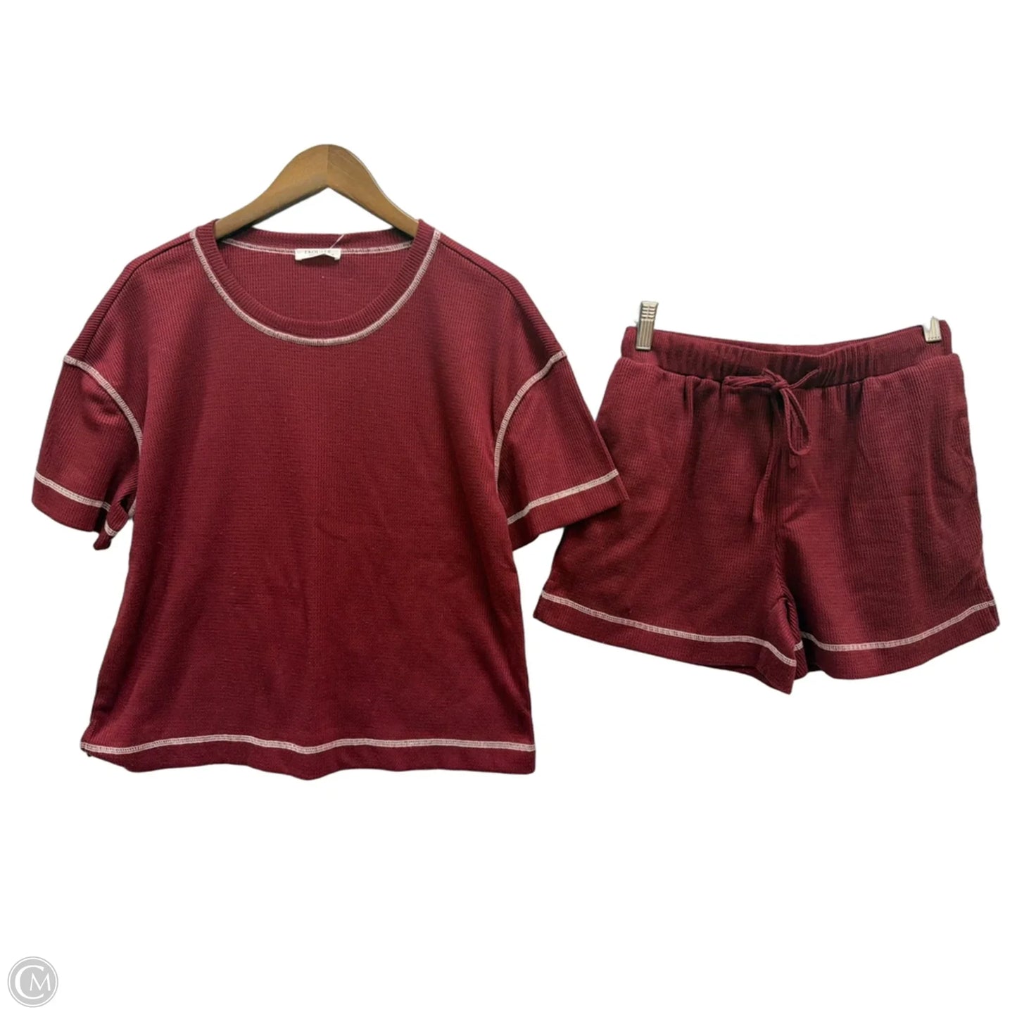 Shorts Set By Ekouaer In Maroon, Size: M