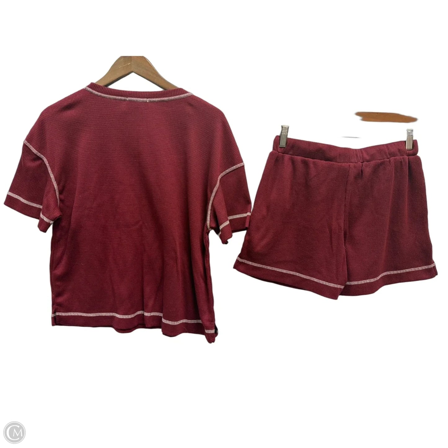 Shorts Set By Ekouaer In Maroon, Size: M