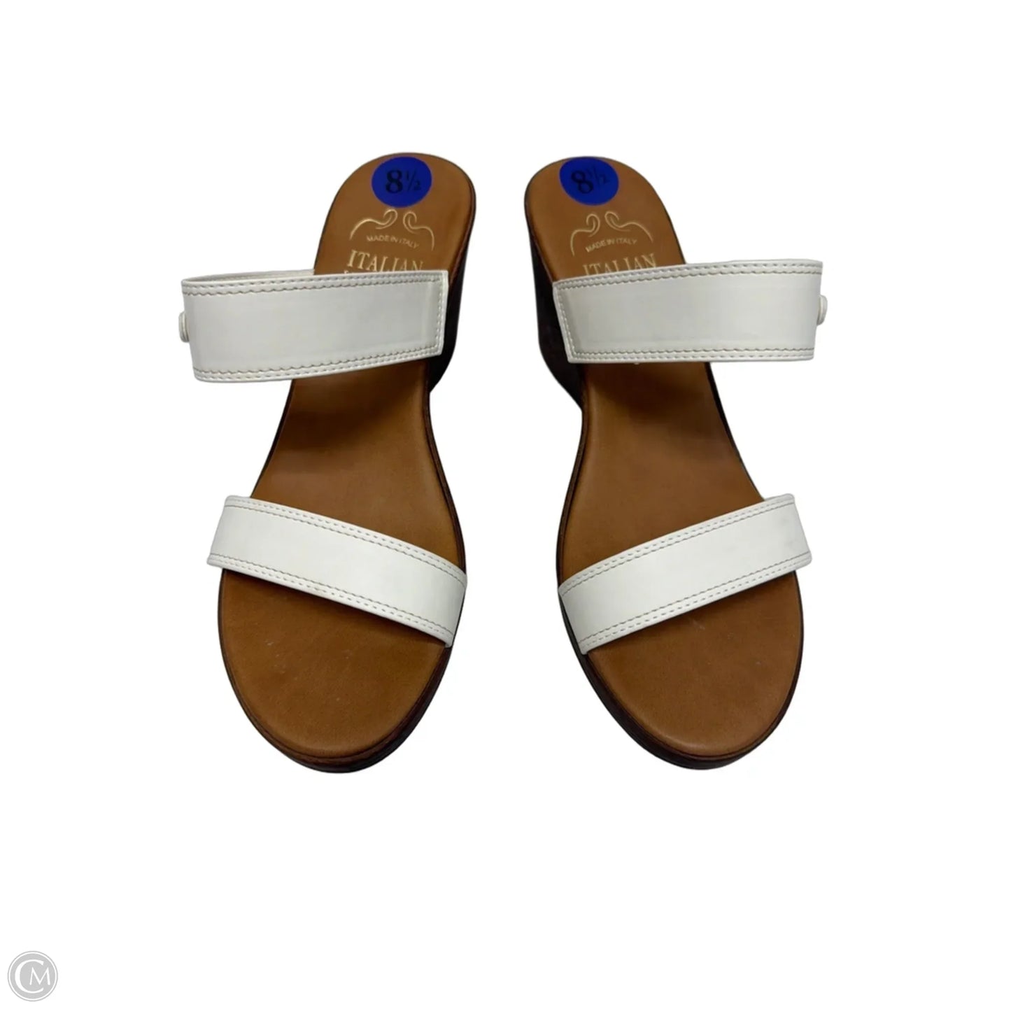 Sandals Heels Wedge By Italian Shoemakers In White, Size: 8.5