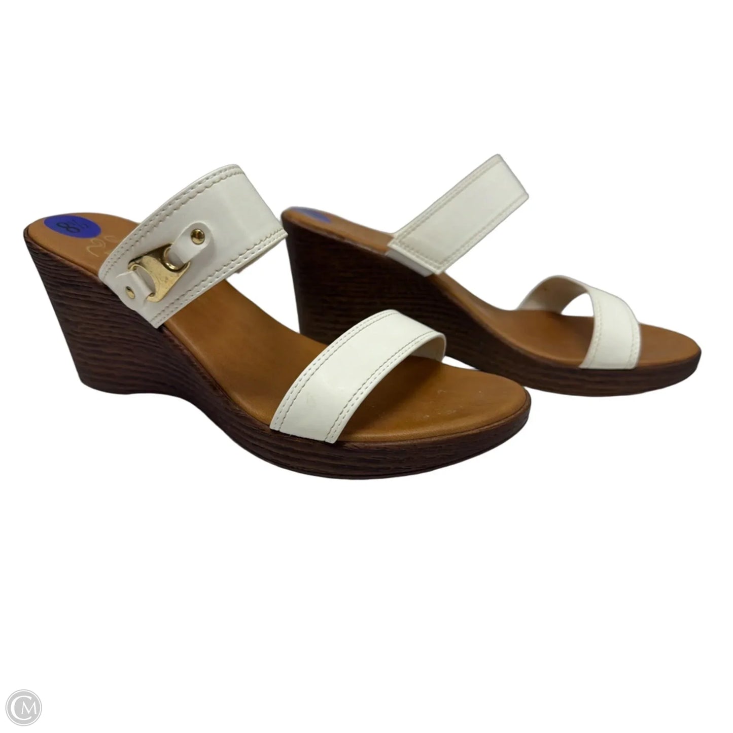 Sandals Heels Wedge By Italian Shoemakers In White, Size: 8.5