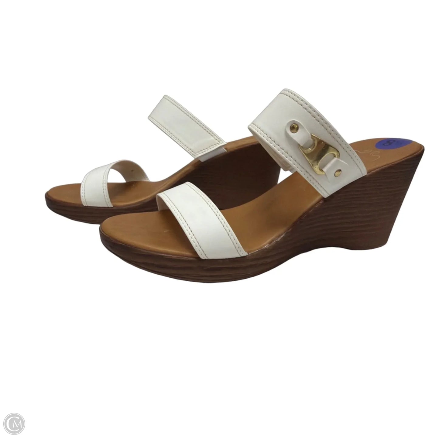 Sandals Heels Wedge By Italian Shoemakers In White, Size: 8.5