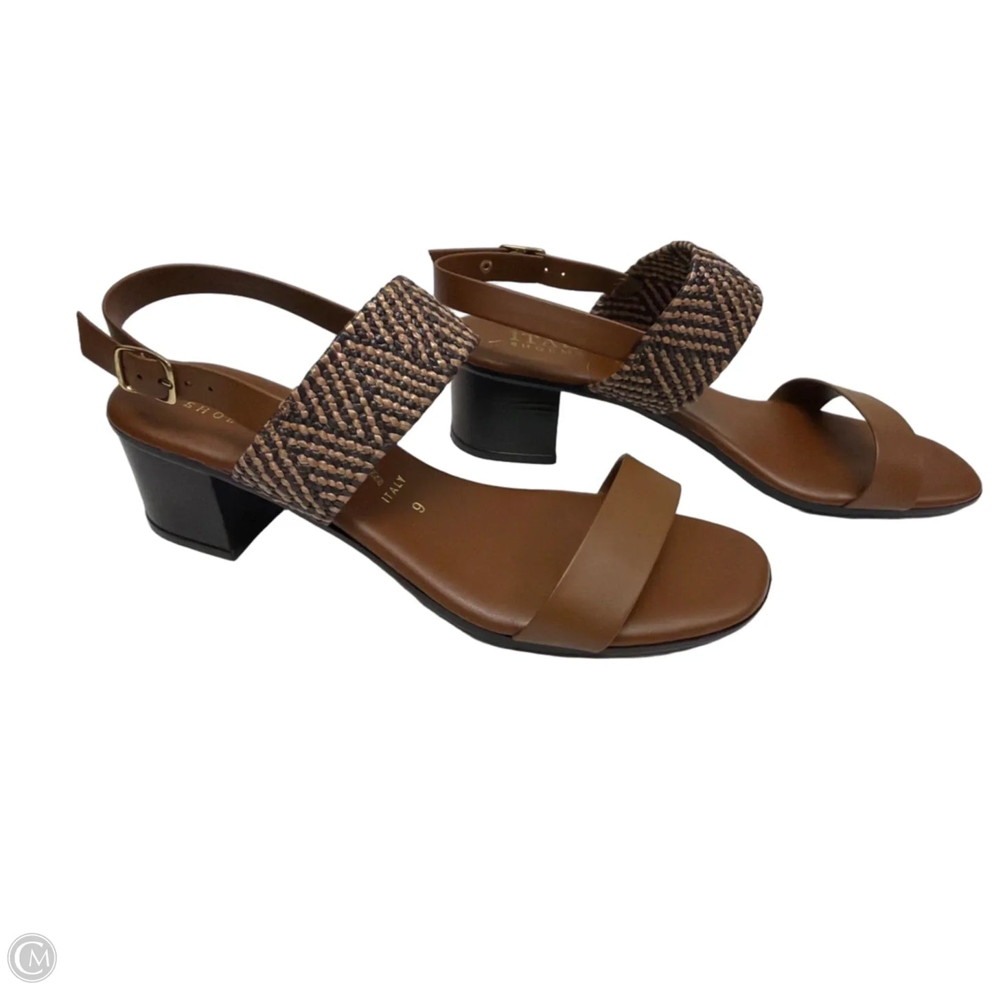 Sandals Heels Block By Italian Shoemakers In Brown, Size: 6