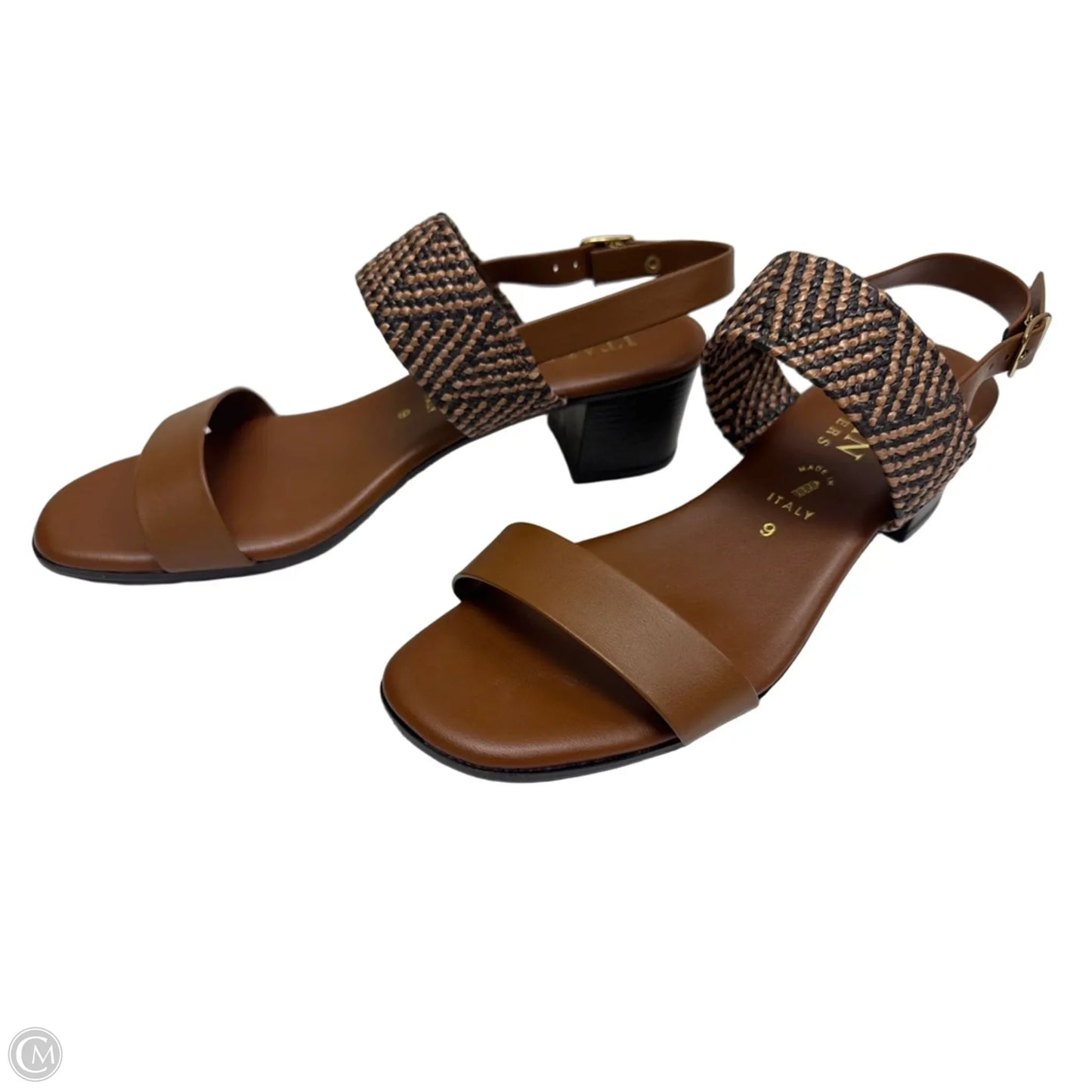 Sandals Heels Block By Italian Shoemakers In Brown, Size: 6