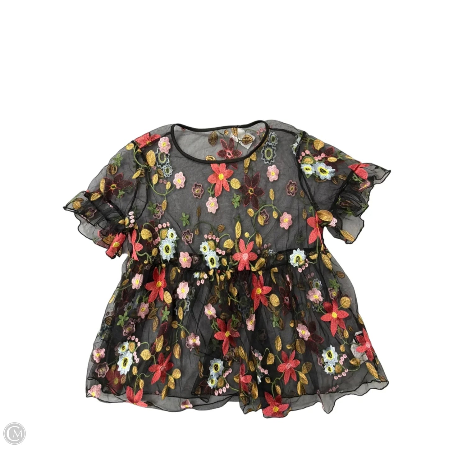Top Short Sleeve By Shein In Floral Print, Size: 2x
