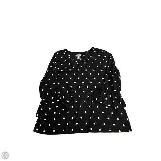 Top 3/4 Sleeve By D&co. In Polkadot Pattern, Size: Xl