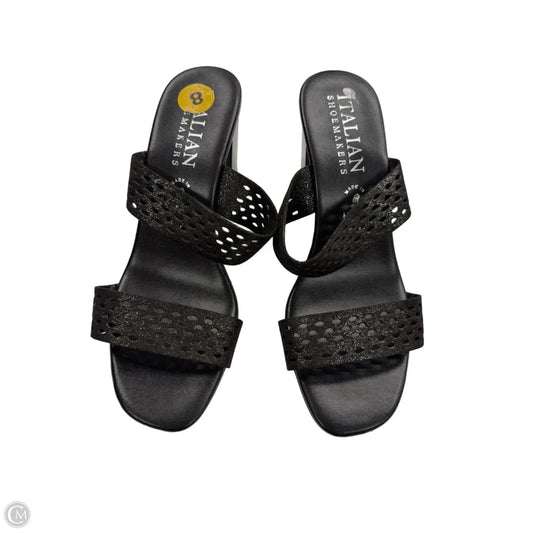 Sandals Heels Block By Italian Shoemakers In Black, Size: 8