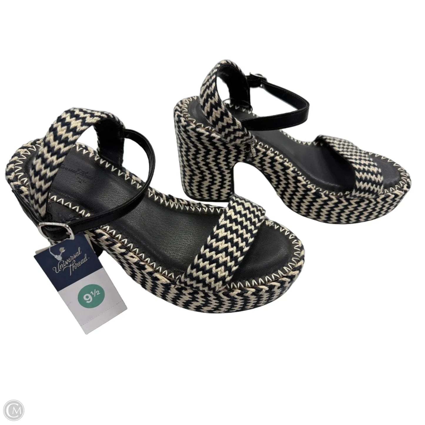 Sandals Heels Platform By Universal Thread In Black & Tan, Size: 9.5